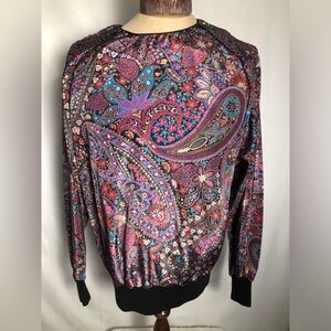 Womens Vintage Purple Paisley Top. Size XL